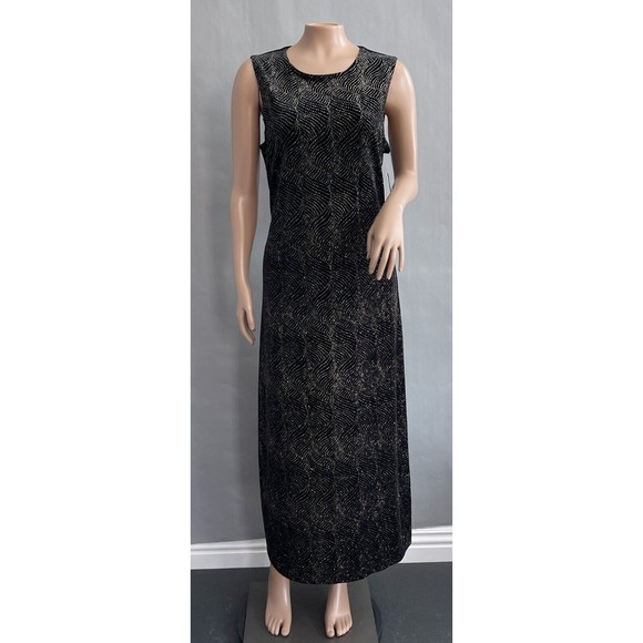Connected Dresses & Skirts - Vintage Velvet Dress Women 12 Maxi Sleeveless Jeweled Bead NWT Black Glam Gothic